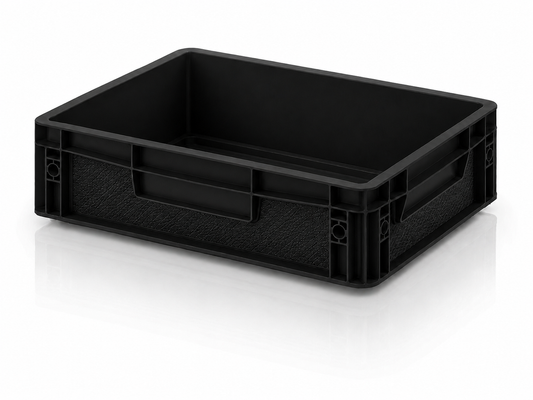 Schwarze Eurobox Sticker-Set Ledereffekt schwarz 40 × 30 × 12 cm