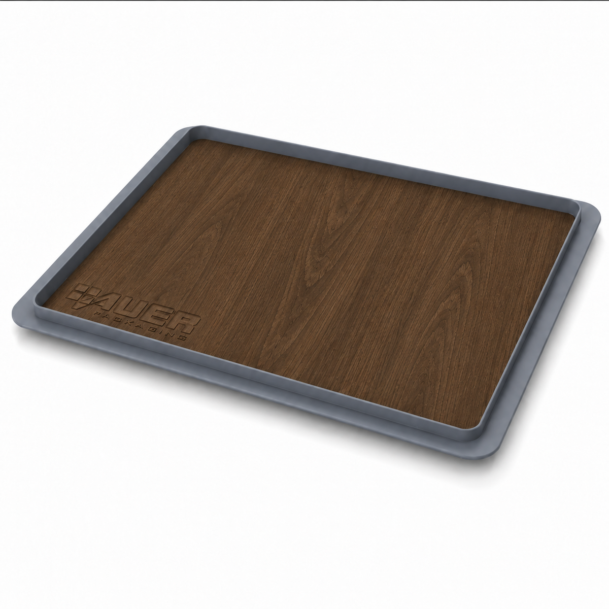 Grauer Eurobox Deckel 40 × 30 cm mit Folienset in dunkler Nussbaum Holzoptik