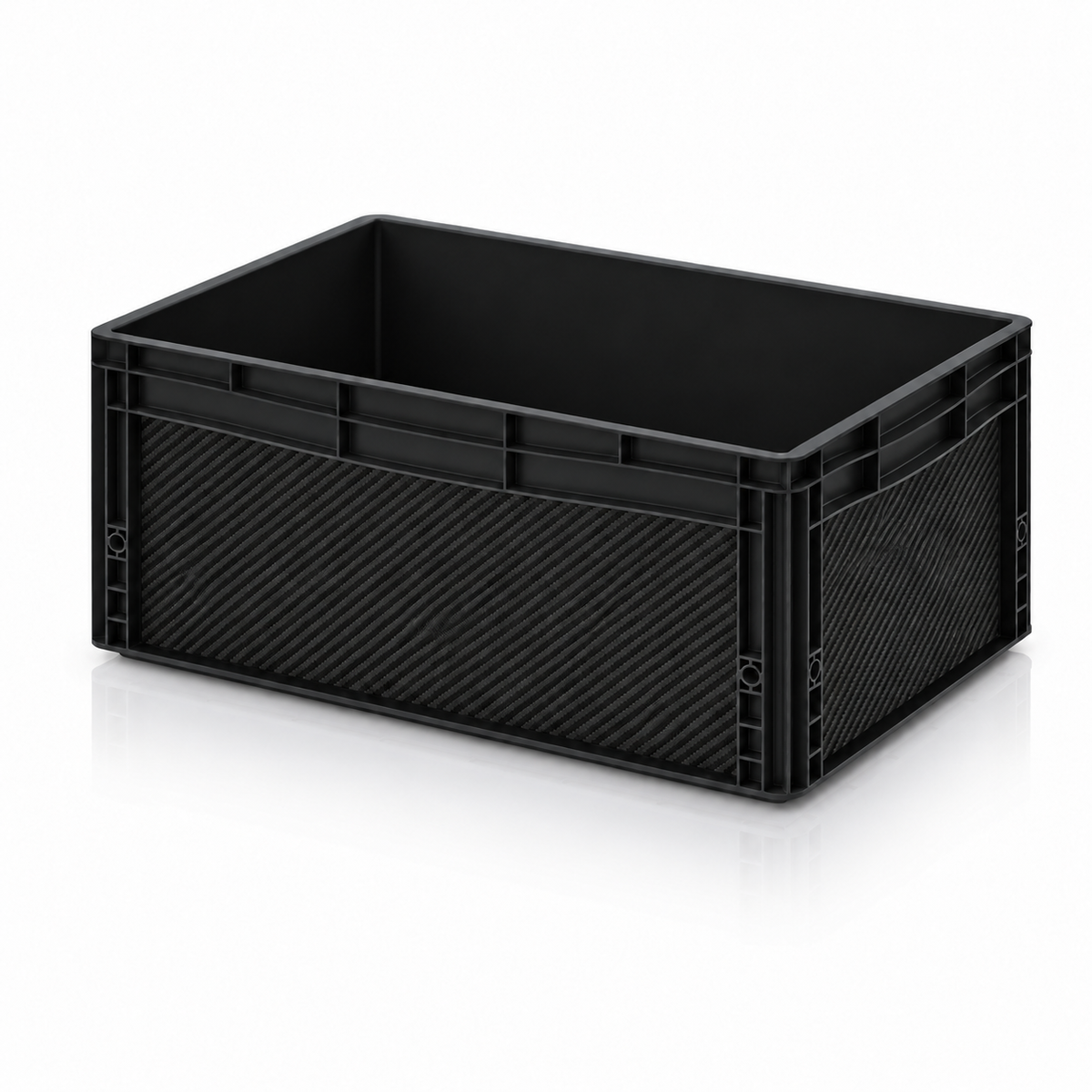 Schwarze AUER Eurobox 60 × 40 × 27 cm mit Carbon-Black-DIY-Folienset von OctoVan