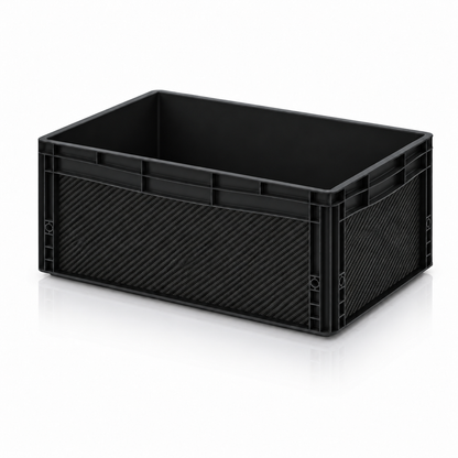 Schwarze AUER Eurobox 60 × 40 × 27 cm mit Carbon-Black-DIY-Folienset von OctoVan