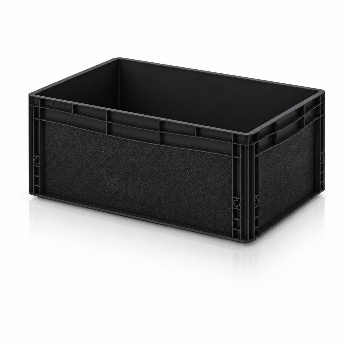 Schwarze AUER Eurobox 60 × 40 × 27 cm mit schwarzer Ledereffekt-Folie von OctoVan