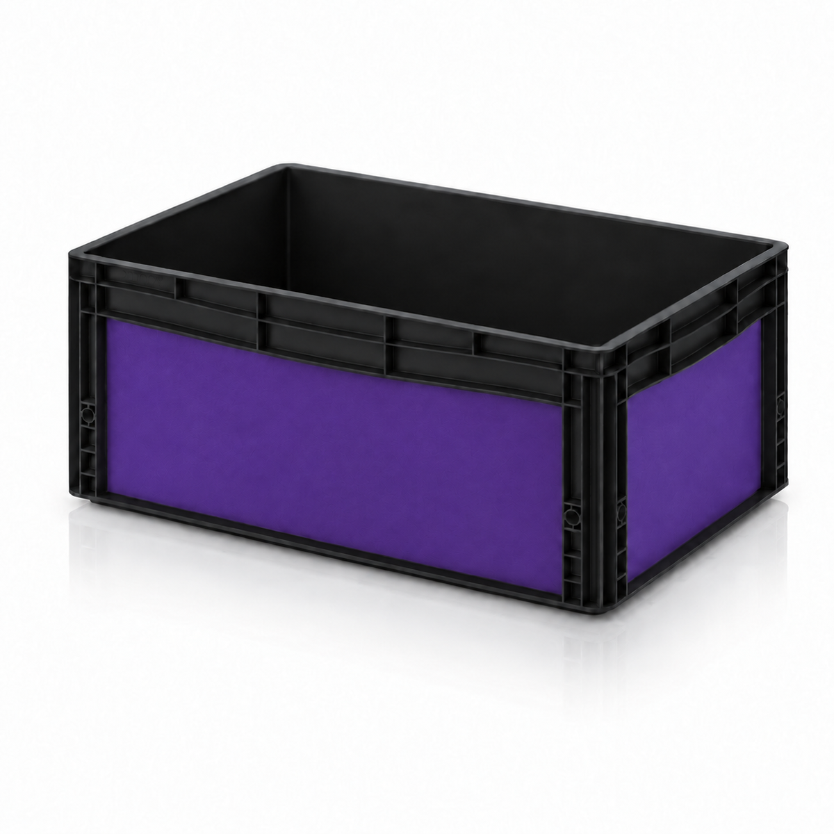 Schwarze AUER Eurobox 60 × 40 × 27 cm mit violetter DIY-Folie von OctoVan
