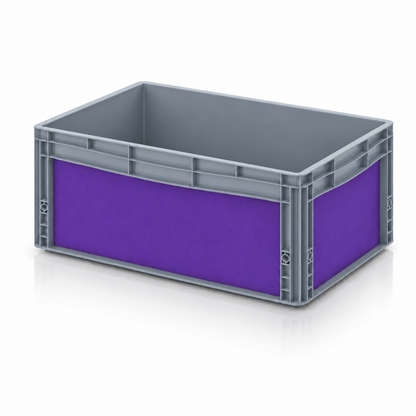 Graue AUER Eurobox 60 × 40 × 27 cm mit violetter DIY-Folie von OctoVan
