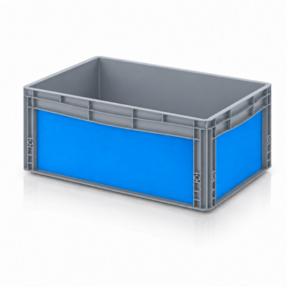 Graue AUER Eurobox 60 × 40 × 27 cm mit blauer DIY-Folie von OctoVan

