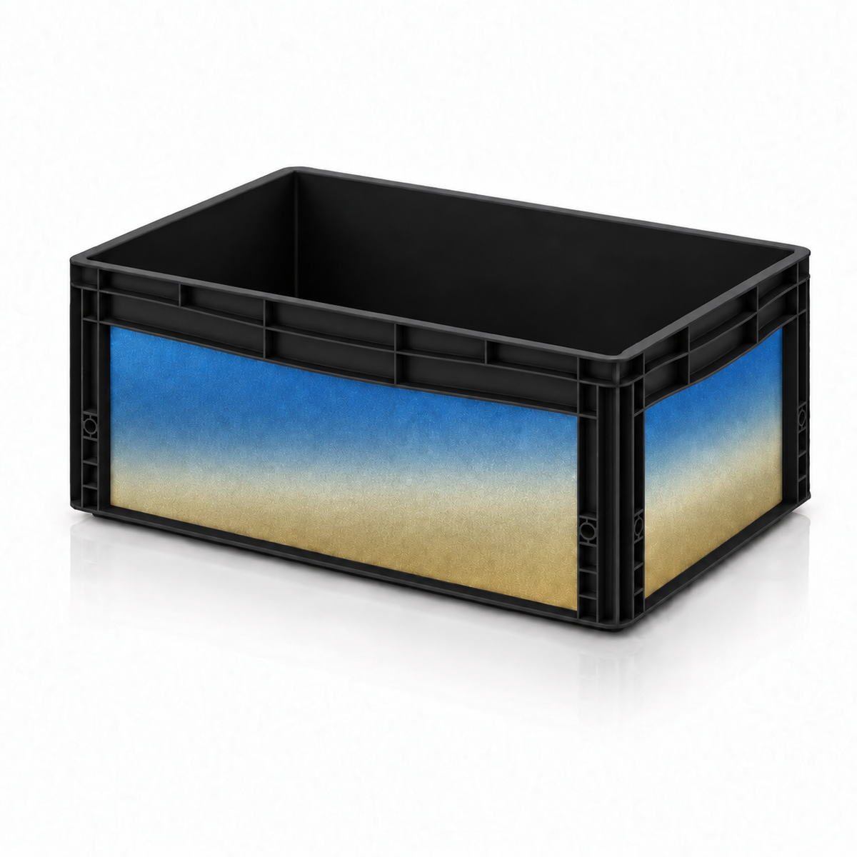 Schwarze AUER Eurobox 60 × 40 × 27 cm mit Effektfolie in Blau-Gold