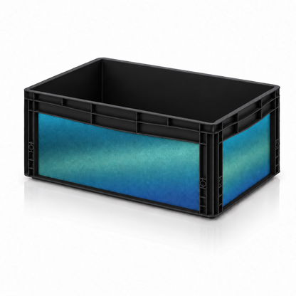 Schwarze AUER Eurobox 60 × 40 × 27 cm mit Effektfolie in Aquamarin