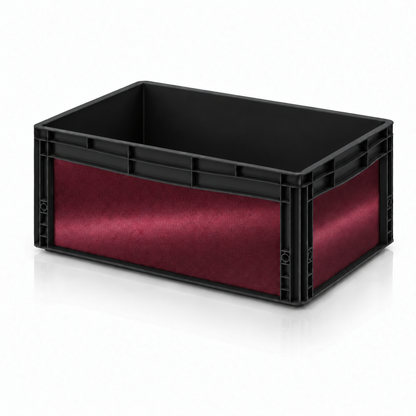 Schwarze AUER Eurobox 60 × 40 × 27 cm mit Effektfolie in Bordeaux-Rosé