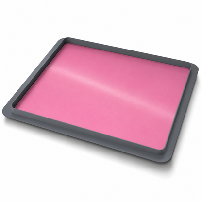 Graue Eurobox  Deckel 40 x 30 cm mit pinker Mattfolie von OctoVan für Vanlife, Camping und Outdoor.