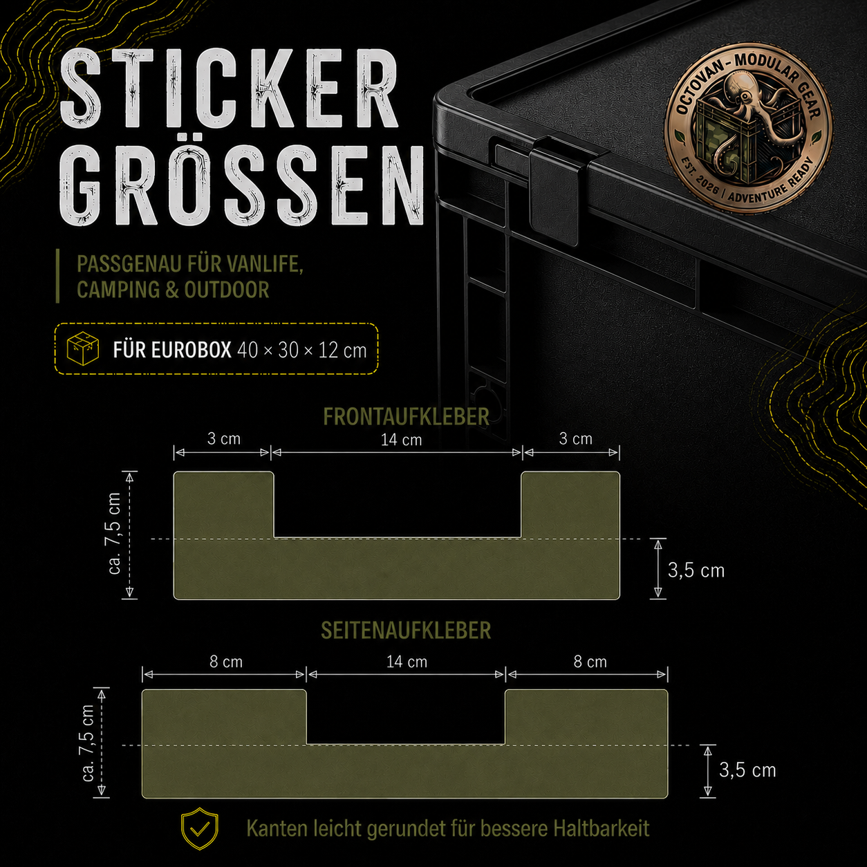 Sticker Grössen AUer Eurobox 40x30x12cm Carbon