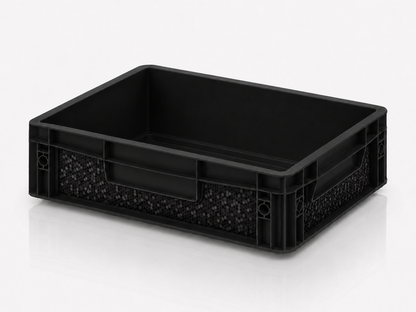 Schwarze Eurobox 40 x 30 x 12 cm mit Carbon Black Sticker-Set von OctoVan