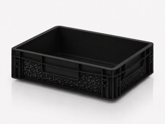 Schwarze Eurobox 40 x 30 x 12 cm mit Carbon Black Sticker-Set von OctoVan