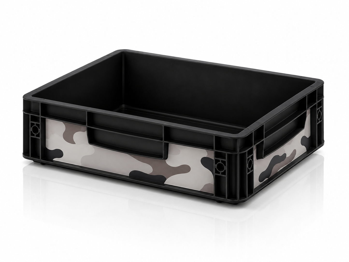 Eurobox Sticker-Set Camouflage SW für Eurobox 40x30x12 cm in schwarzer Ausführung