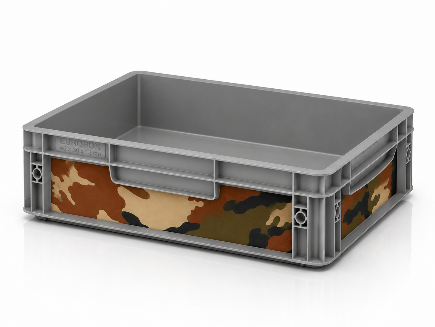 Camouflage Tarnmuster in Grün, Braun und Beige für Eurobox  Grau Sticker-Set von OctoVan