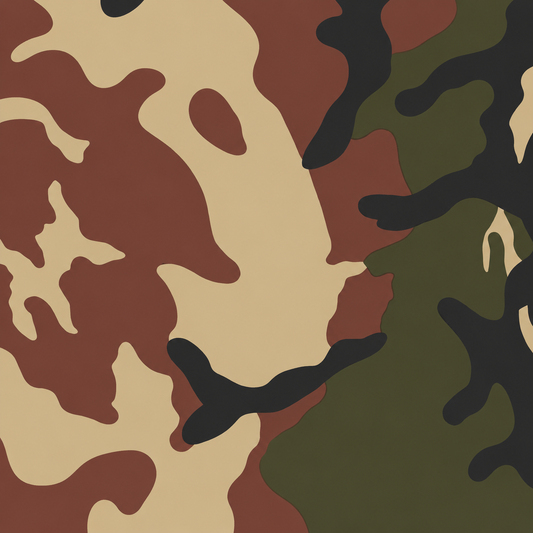 Camouflagefolie in Grün, Braun, Beige und Schwarz als Nahaufnahme für OctoVan Eurobox Sticker-Set.