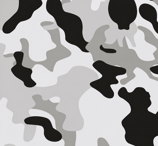 Camouflagefolie in Schwarz, Grau und Weiß als Nahaufnahme für OctoVan Eurobox Sticker-Set.
