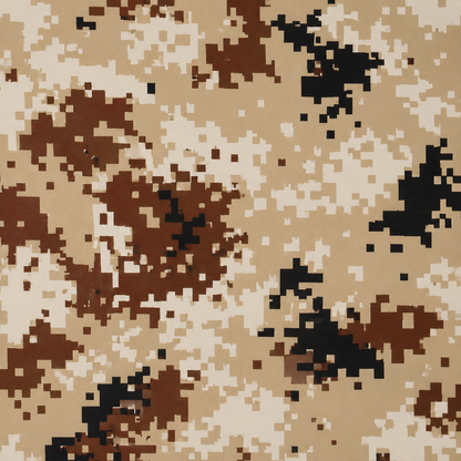Digitale Camouflagefolie in Sand, Beige, Braun und Schwarz als Nahaufnahme für OctoVan Eurobox Sticker-Set.