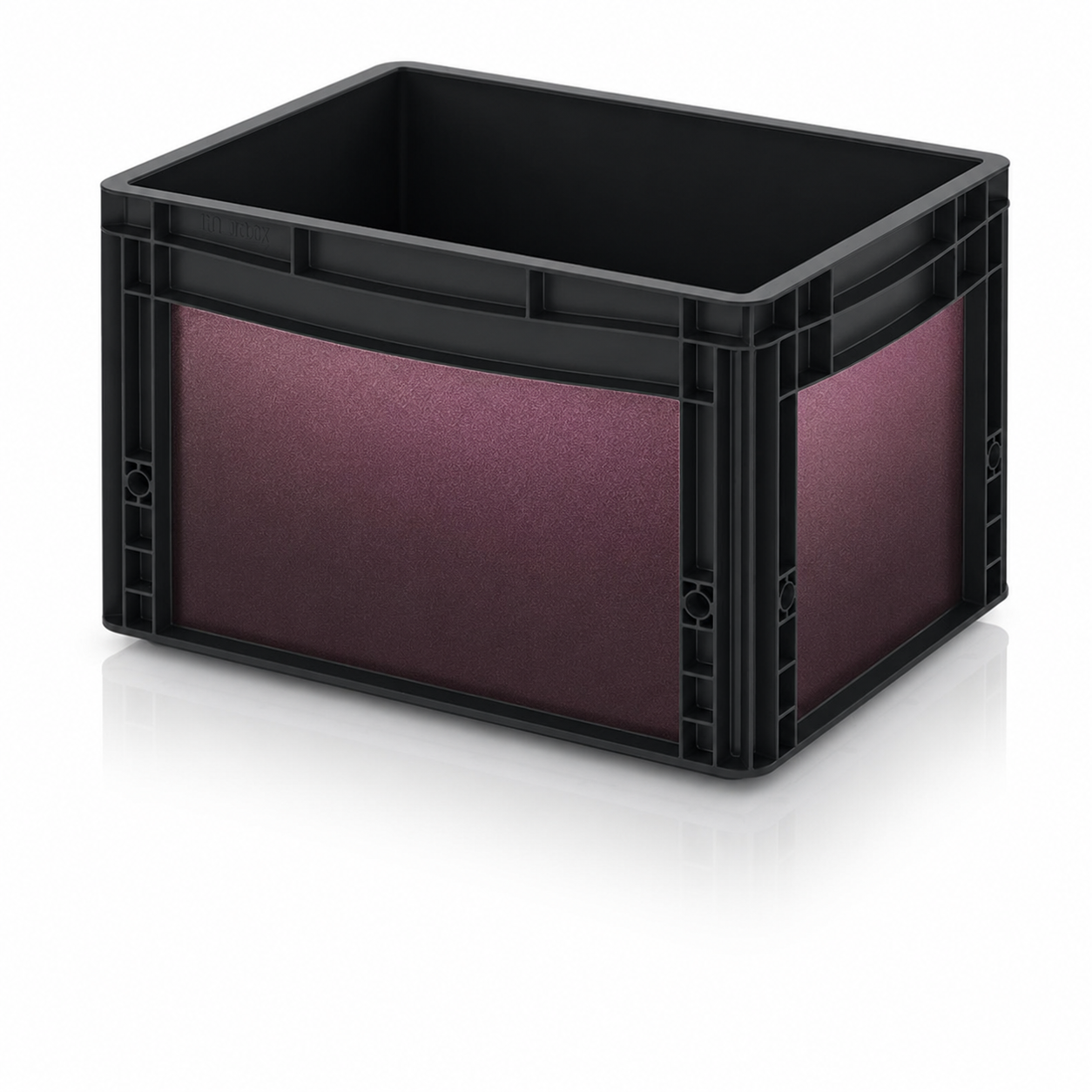 Schwarze Eurobox mit Oracal Shift Cranberry Sticker-Set und edlem rot-pinkem Chamäleon-Farbwechsel.